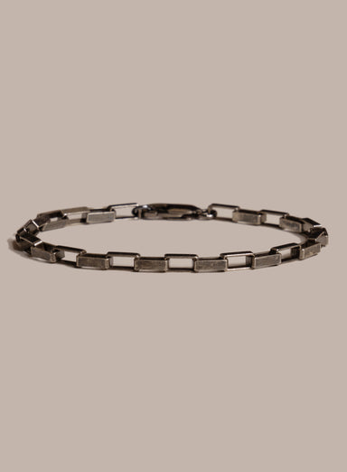 925 Oxidized Sterling Silver Elongated Square Box Chain Bracelet for Men Bracelets WE ARE ALL SMITH: Men's Jewelry & Clothing.