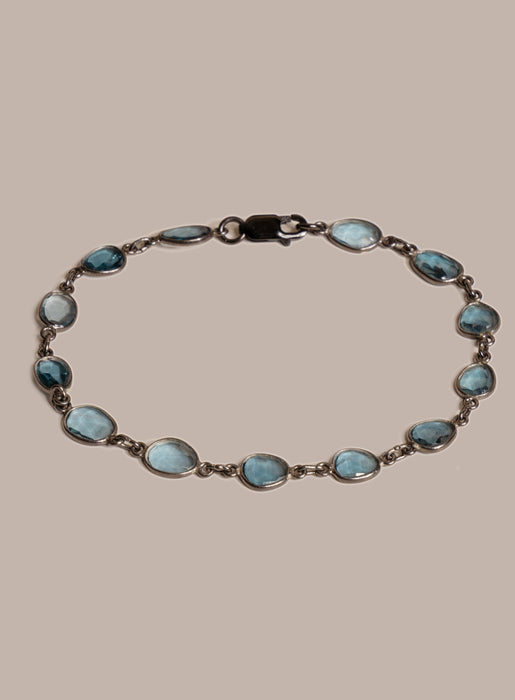 Genuine London Blue Topaz Link Bracelet for Men Bracelets WE ARE ALL SMITH: Men's Jewelry & Clothing.   