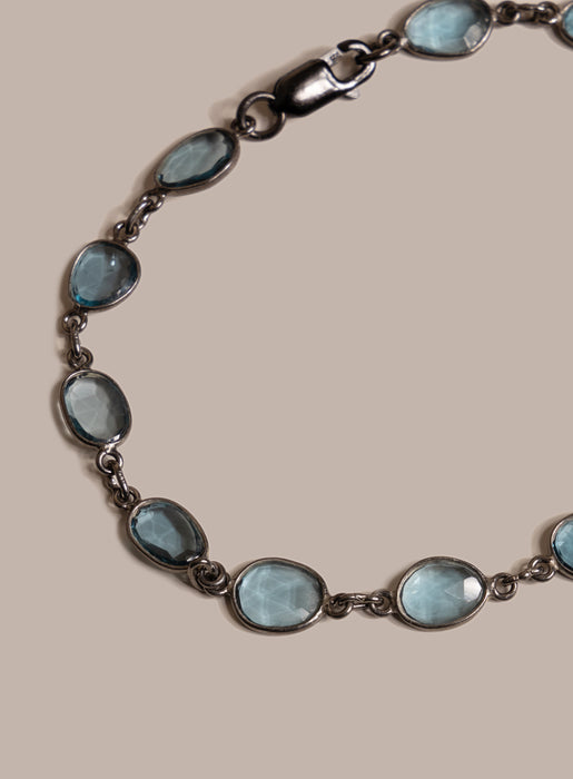 Genuine London Blue Topaz Link Bracelet for Men Bracelets WE ARE ALL SMITH: Men's Jewelry & Clothing.   