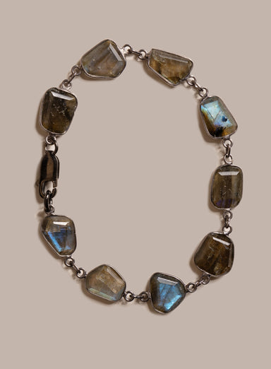 Labradorite and Sterling Silver Links Bracelet for Men Bracelets WE ARE ALL SMITH: Men's Jewelry & Clothing.   
