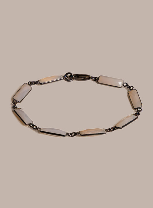 Gray Moonstone Gemstone and Silver Bracelet for Men Bracelets WE ARE ALL SMITH: Men's Jewelry & Clothing.