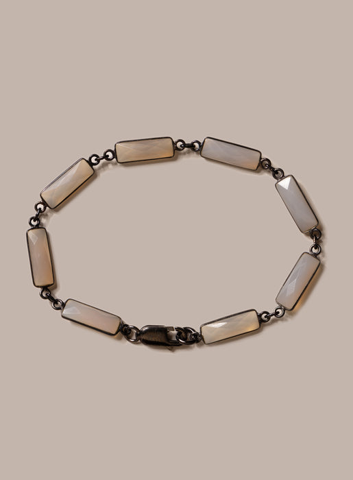 Gray Moonstone Gemstone and Silver Bracelet for Men Bracelets WE ARE ALL SMITH: Men's Jewelry & Clothing.