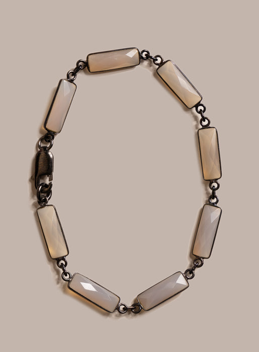 Gray Moonstone Gemstone and Silver Bracelet for Men Bracelets WE ARE ALL SMITH: Men's Jewelry & Clothing.