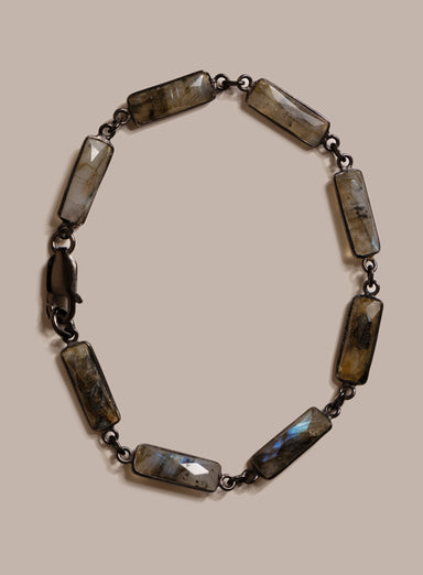 Labradorite Gemstone and Sterling Silver Men's Bracelet Bracelets WE ARE ALL SMITH: Men's Jewelry & Clothing.   