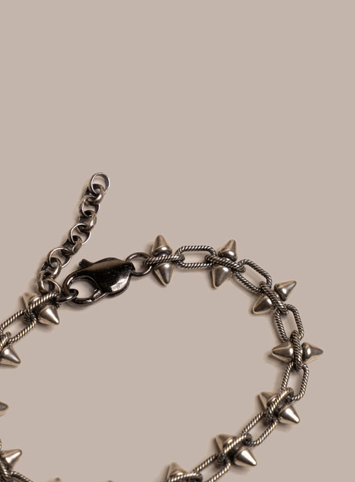925 Oxidized Sterling Silver Multi-Spike Chain Bracelet for Men Bracelets WE ARE ALL SMITH: Men's Jewelry & Clothing.   