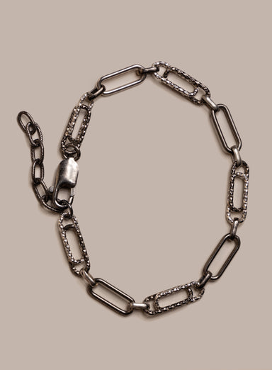 925 Oxidized Sterling Silver Laser Adjustable Clip Chain Bracelet for Men Bracelets WE ARE ALL SMITH: Men's Jewelry & Clothing.