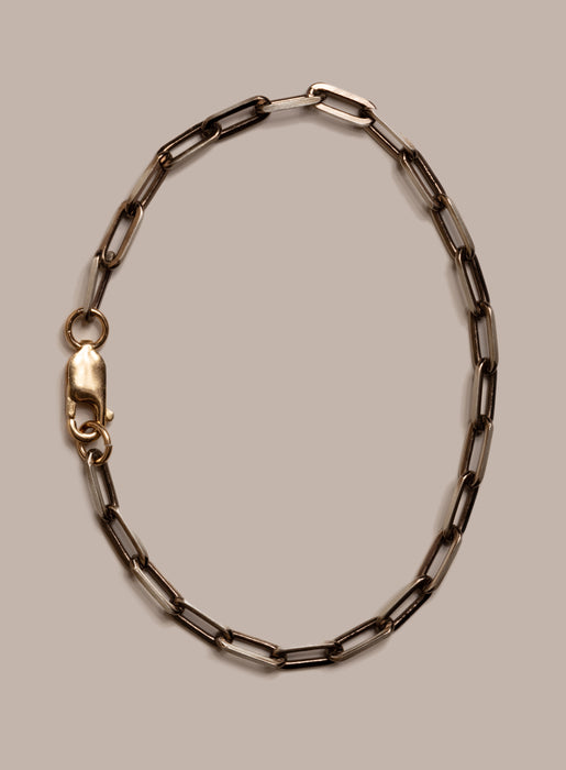 925 Sterling Silver / Chocolate Gold with 14k Gold Filled Clasp Chain Bracelet Bracelets WE ARE ALL SMITH: Men's Jewelry & Clothing.   