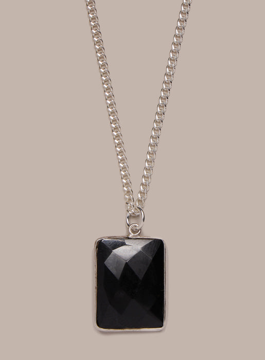 925 Sterling Silver Genuine Black Onyx Pendant Chain Necklace Necklace WE ARE ALL SMITH: Men's Jewelry & Clothing.