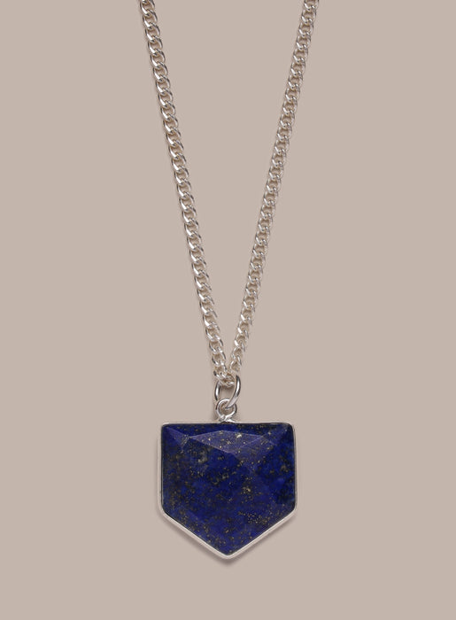 925 Sterling Shield Shape Genuine Lapis Lazuli Pendant Necklace Necklace WE ARE ALL SMITH: Men's Jewelry & Clothing.