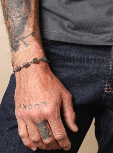 Labradorite and Sterling Silver Links Bracelet for Men Bracelets WE ARE ALL SMITH: Men's Jewelry & Clothing.
