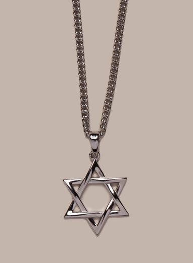 925 Sterling Silver Star of David Pendant on Sterling Rhodium Coated Curb Chain Necklaces We Are All Smith