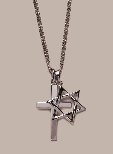Sterling Silver or Vermeil Gold Cross and Star of David Pendant Necklace for Men Necklaces We Are All Smith