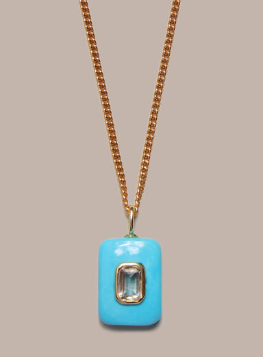 Turquoise Howlite and Topaz Pendant on 14k Gold Filled Curb Chain Necklace WE ARE ALL SMITH: Men's Jewelry & Clothing.