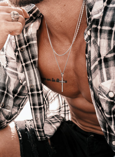 Waterproof SET OF 2 NECKLACES rope chain and cross necklace Necklaces WE ARE ALL SMITH: Men's Jewelry & Clothing.