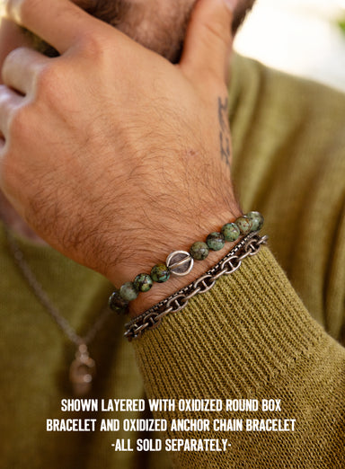 Genuine African Turquoise and Sterling Silver Men's Bead Bracelet Bracelets WE ARE ALL SMITH: Men's Jewelry & Clothing.