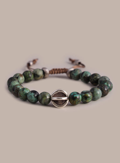 Genuine African Turquoise and Sterling Silver Men's Bead Bracelet Bracelets WE ARE ALL SMITH: Men's Jewelry & Clothing.