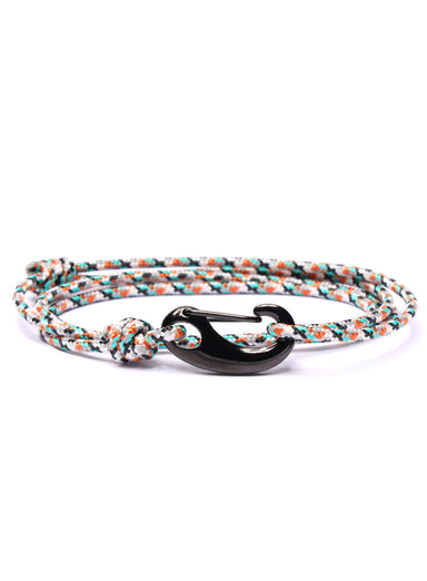 White + Orange Tactical Cord Bracelet for Men (Black Clasp - 25K) Bracelets We Are All Smith