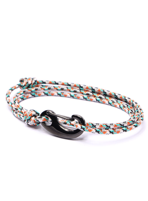 White + Orange Tactical Cord Bracelet for Men (Black Clasp - 25K) Bracelets We Are All Smith   