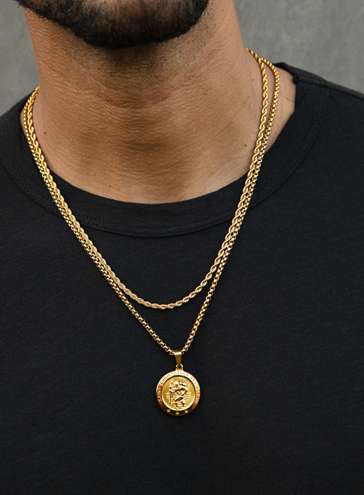 Necklace Set: Gold Rope Chain and St. Christopher Necklace Necklaces WE ARE ALL SMITH: Men's Jewelry & Clothing.