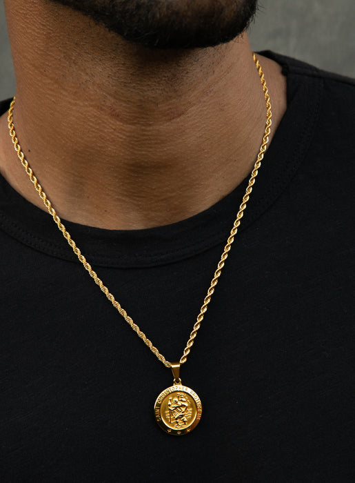 Necklace Set: Gold Rope Chain and St. Christopher Necklace Necklaces WE ARE ALL SMITH: Men's Jewelry & Clothing.
