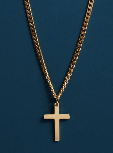 Small Cuban Chain Gold Stainless Steel Cross Necklace Jewelry WE ARE ALL SMITH: Men's Jewelry & Clothing.