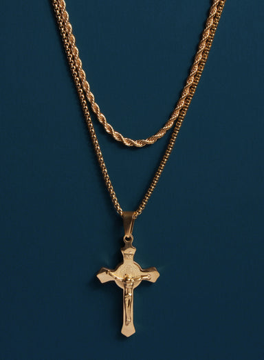 Gold Stainless Steel Crucifix Necklace Set for Men Jewelry WE ARE ALL SMITH: Men's Jewelry & Clothing.