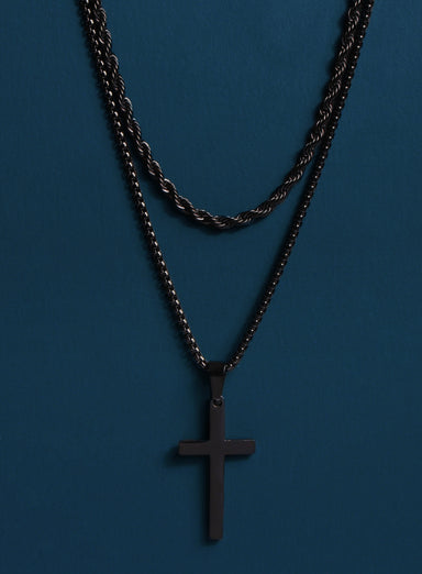 Large Black Cross Necklace Set for Men Jewelry WE ARE ALL SMITH: Men's Jewelry & Clothing.   