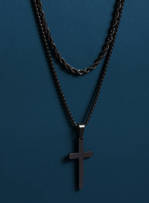 Large Black Cross Necklace Set for Men Jewelry WE ARE ALL SMITH: Men's Jewelry & Clothing.