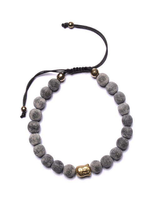 Gray wood and Gold buddha Bead Bracelet for Men Bracelets WE ARE ALL SMITH: Men's Jewelry & Clothing.   