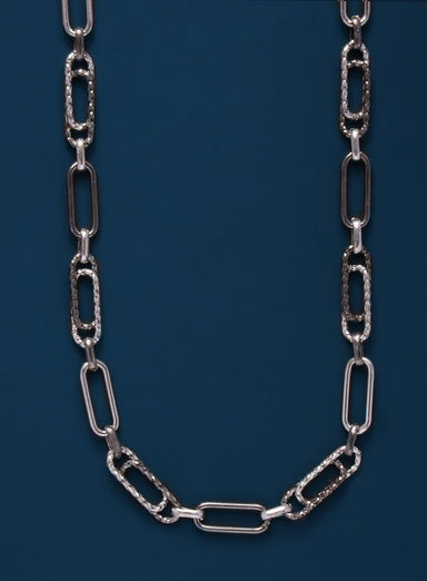 925 Oxidized and lasered Double Clip Chain Necklace Jewelry WE ARE ALL SMITH: Men's Jewelry & Clothing.   