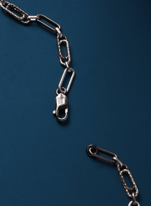 925 Oxidized and lasered Double Clip Chain Necklace Jewelry WE ARE ALL SMITH: Men's Jewelry & Clothing.   