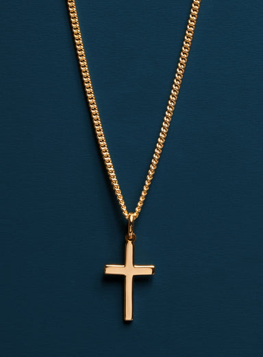 Vermeil Gold Cross on 14k Gold Filled Curb Chain Necklaces We Are All Smith   