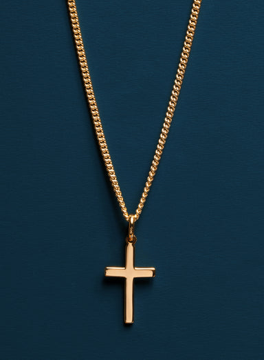 Vermeil Gold Cross on 14k Gold Filled Curb Chain Necklaces We Are All Smith