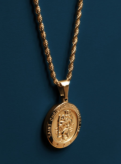 Necklace Set: Gold Rope Chain and St. Christopher Necklace Necklaces WE ARE ALL SMITH: Men's Jewelry & Clothing.   