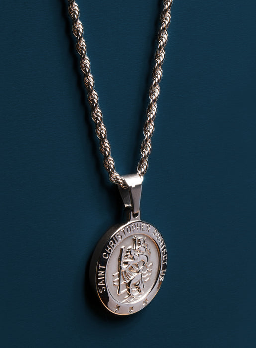 Necklace Set: Silver Rope Chain and St. Christopher Necklace Necklaces WE ARE ALL SMITH: Men's Jewelry & Clothing.