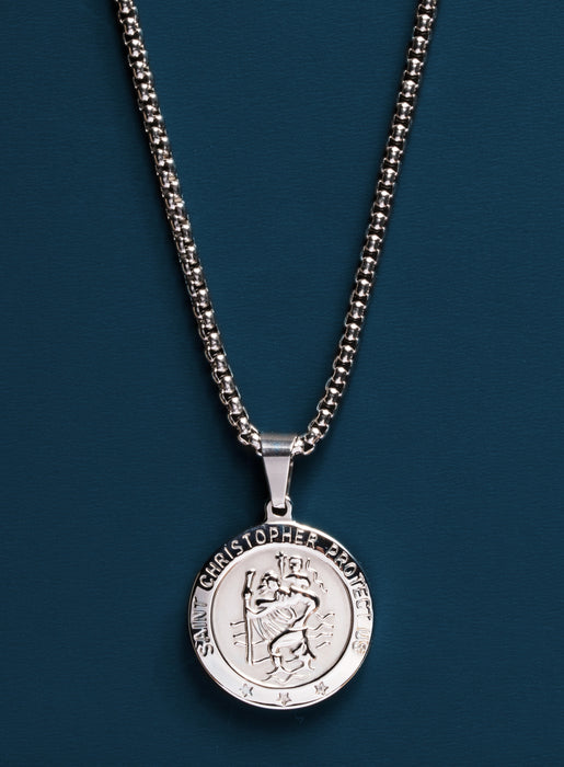 Necklace Set: Silver Rope Chain and St. Christopher Necklace Necklaces WE ARE ALL SMITH: Men's Jewelry & Clothing.   