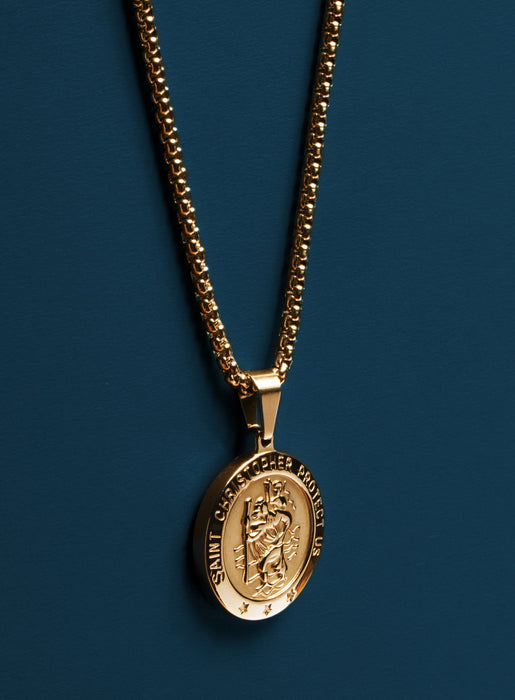 Necklace Set: Gold Rope Chain and St. Christopher Necklace Necklaces WE ARE ALL SMITH: Men's Jewelry & Clothing.   