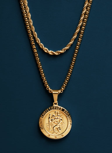 Necklace Set: Gold Rope Chain and St. Christopher Necklace Necklaces WE ARE ALL SMITH: Men's Jewelry & Clothing.
