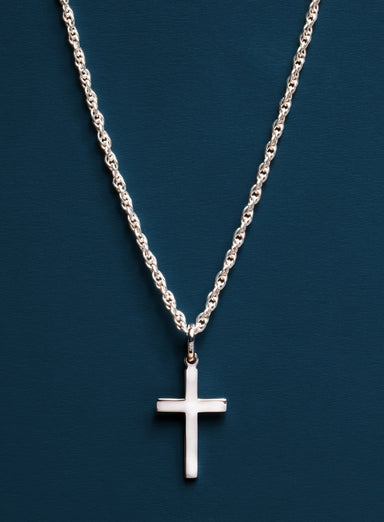 Sterling Silver Cross on Rope Chain Necklaces We Are All Smith