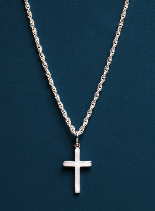 Sterling Silver Cross on Rope Chain Necklaces We Are All Smith