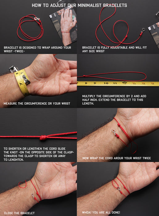 Infinity Bracelet - Red cord men's bracelet with silver clasp Jewelry We Are All Smith