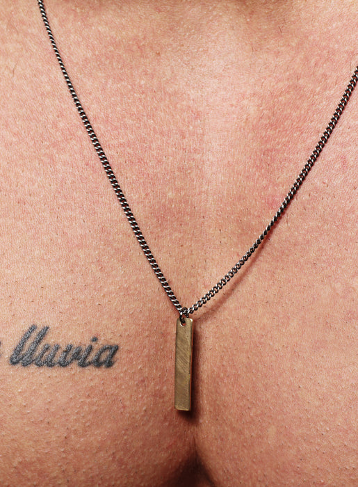 Bronze tag & Oxidized sterling silver men's curb chain necklace Jewelry We Are All Smith
