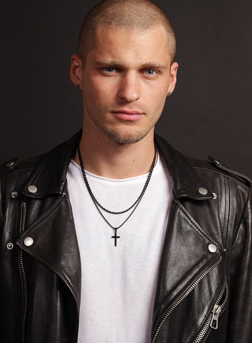 Necklace Set: Black Rope Chain and Medium Black Cross Necklaces WE ARE ALL SMITH: Men's Jewelry & Clothing.