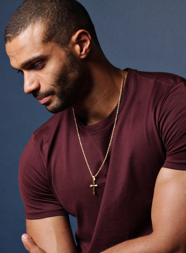 Gold Plated Cross Necklace for Men with Rope Chain Necklaces WE ARE ALL SMITH
