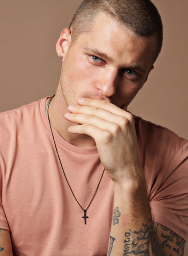 SMALL BLACK CROSS NECKLACE FOR MEN Jewelry We Are All Smith