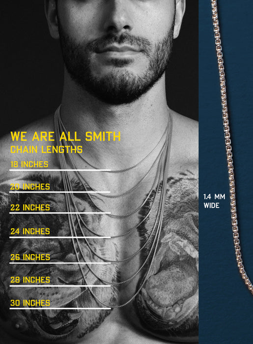 925 Sterling Silver Round Box Chain Necklace for Men Necklaces We Are All Smith