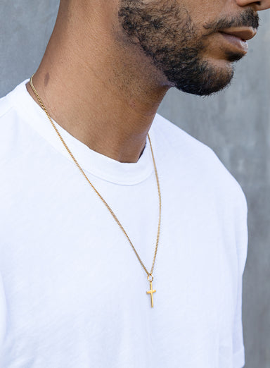 Vermeil Gold Cross on 14k Gold Filled Curb Chain Necklaces We Are All Smith   