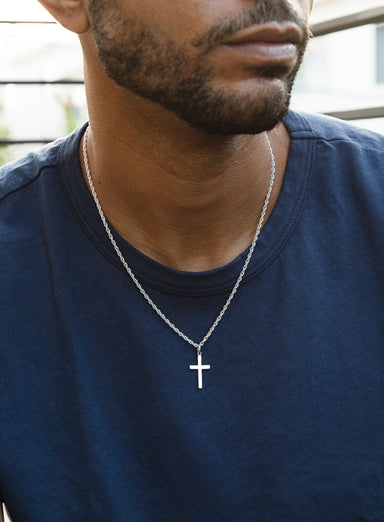 Sterling Silver Cross on Rope Chain Necklaces We Are All Smith