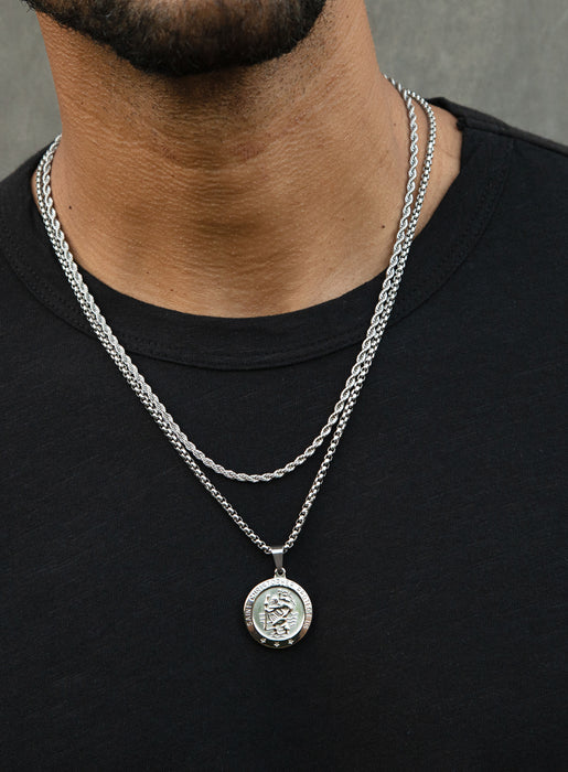 Necklace Set: Silver Rope Chain and St. Christopher Necklace Necklaces WE ARE ALL SMITH: Men's Jewelry & Clothing.