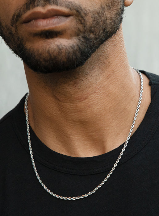 Necklace Set: Silver Rope Chain and St. Christopher Necklace Necklaces WE ARE ALL SMITH: Men's Jewelry & Clothing.